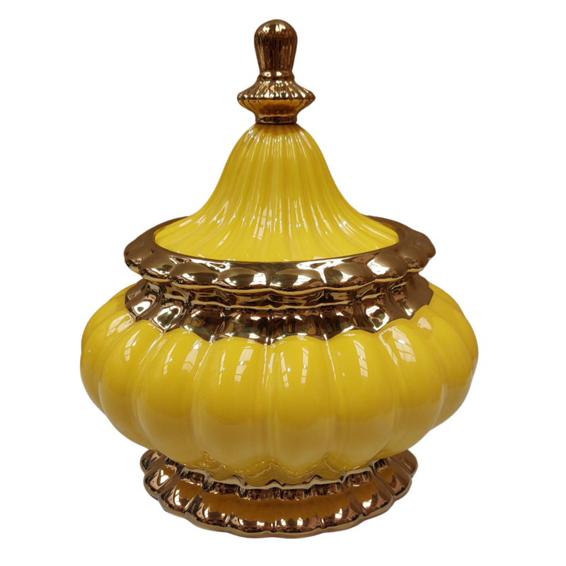 Sopera Porcelana Ochun 29 x 24 cm (Amarillo con dorado) 12 in